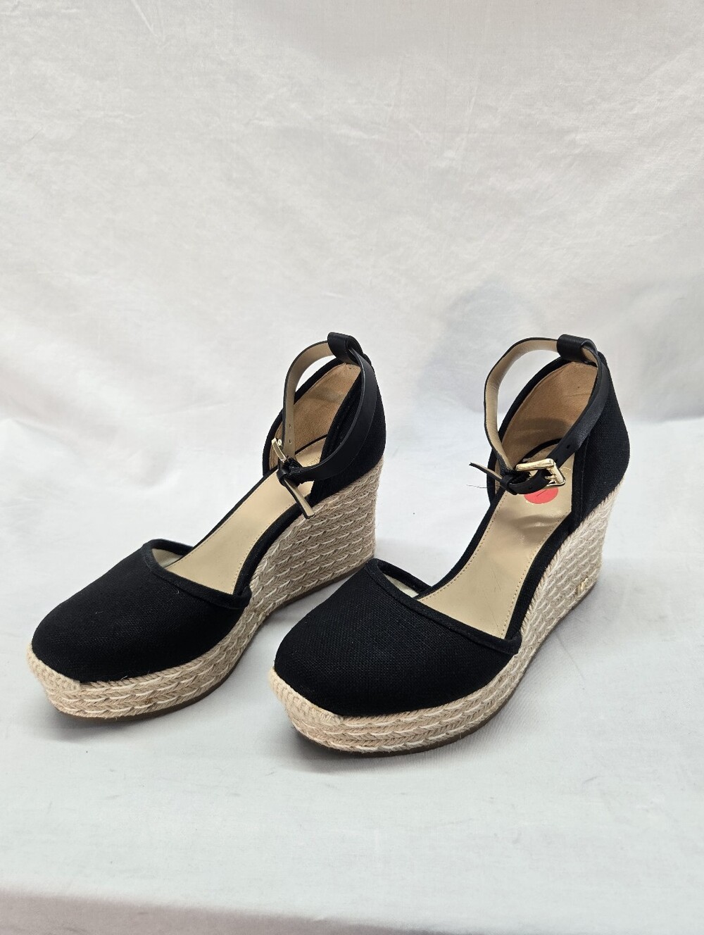 Michael Kors Women's Size 7 Black Kendrick Wedge Canvas Sandals